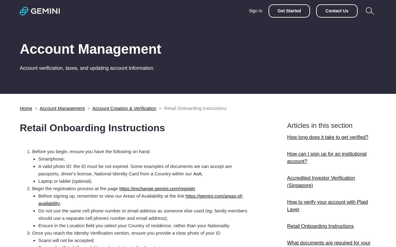 Screenshot of the Gemini Retail Onboarding Instructions help article, the page carrying the National Identity Card from a Country within our AoA clause